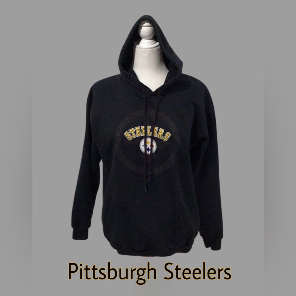 NFL PITTSBURGH STEELERS Black Hoodie, Drawstring, Kangaroo Pouch on Front